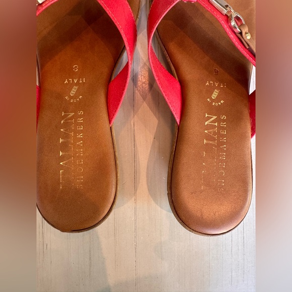 Italian Shoemakers Coral & Gold Thong Wedge Sandals – Women’s Size 8 - Picture 10 of 14